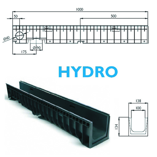 CANAL PP HYDRO 1000x138x134mm ULMA